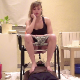 A pretty girl takes a decent-sized shit while sitting on a potty chair with some guy directly beneath her ass. He takes everything she has to give while barely flinching. 3 camera angles shown. About 8 minutes.